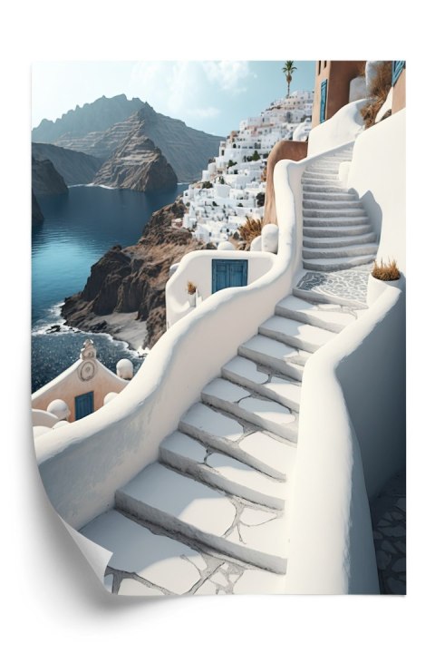Plakat Urocza Grecka Architektura Na Santorini