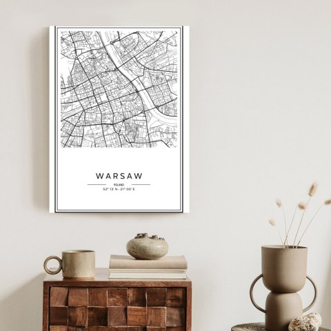 Plakat Warszawa Czarno Biała Mapa