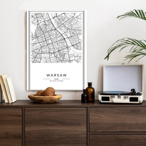 Plakat Warszawa Czarno Biała Mapa