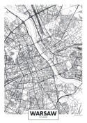 Plakat Warszawa Czarno Biała Szczegółowa Mapa Miasta