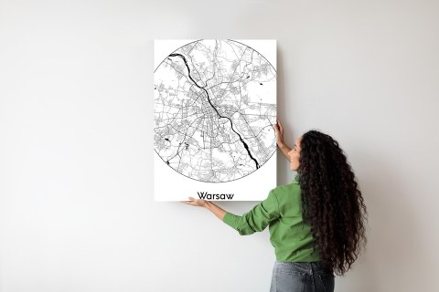 Plakat Warszawa Minimalistyczna Mapa W Kole