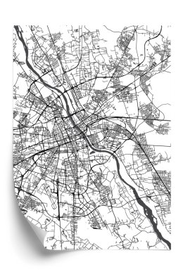 Plakat Warszawa Na Czarno-Białej Mapie