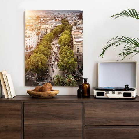 Plakat Widok Na La Rambla W Barcelonie O Zachodzie Słońca