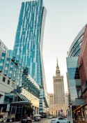 Plakat Widok Na Wieżowce I Pałac Kultury W Warszawie