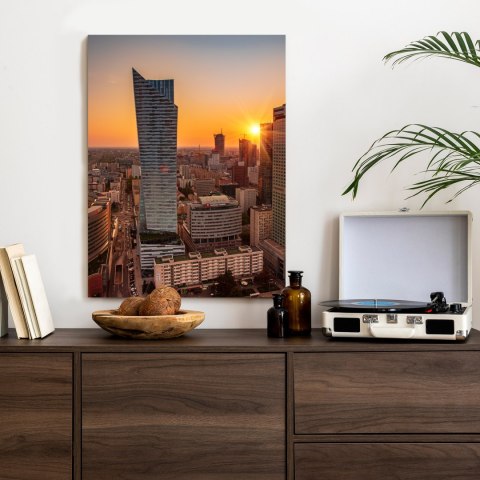 Plakat Wieżowce W Warszawie O Zachodzie Słońca