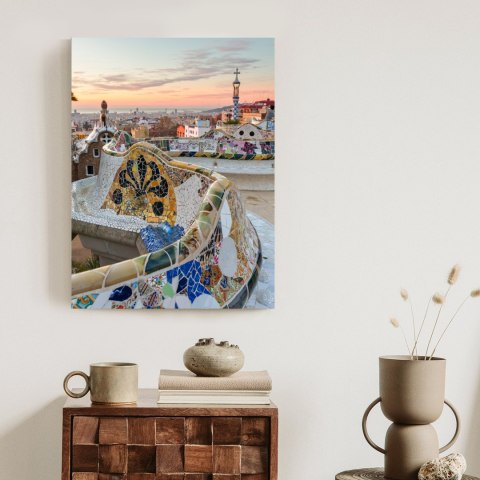 Plakat Wschód Słońca Widziany Z Park Guell W Barcelonie