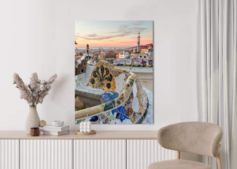 Plakat Wschód Słońca Widziany Z Park Guell W Barcelonie