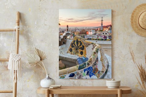 Plakat Wschód Słońca Widziany Z Park Guell W Barcelonie