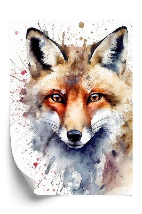 Plakat Akwarela Z Głową Lisa