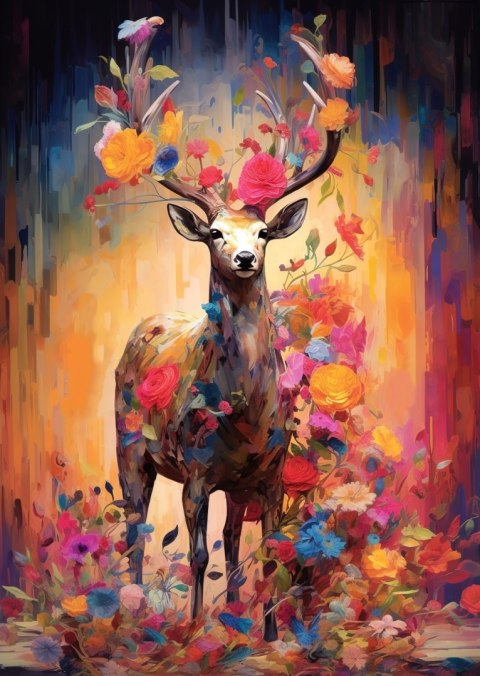 Plakat Animowany Jeleń Cały W Kwiatach