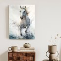 Plakat Biały Koń Galopujący W Wodzie