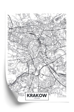 Plakat City Map Krakow, Travel Poster Design