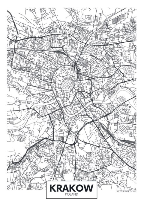 Plakat City Map Krakow, Travel Poster Design