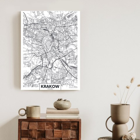 Plakat City Map Krakow, Travel Poster Design