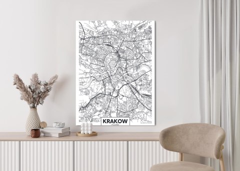 Plakat City Map Krakow, Travel Poster Design