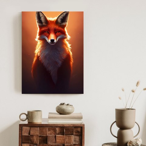 Plakat Colorful Vibrant Fox Portrait. Digital Art.