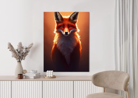 Plakat Colorful Vibrant Fox Portrait. Digital Art.