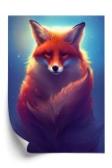 Plakat Colorful Vibrant Fox Portrait. Digital Art.