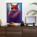Plakat Colorful Vibrant Fox Portrait. Digital Art.