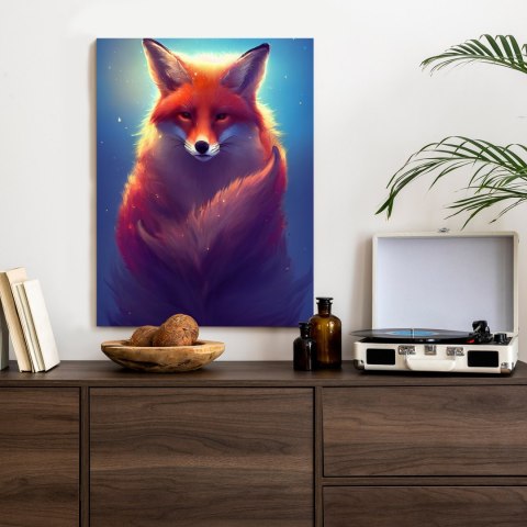 Plakat Colorful Vibrant Fox Portrait. Digital Art.