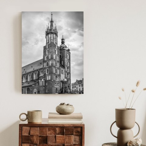 Plakat Czarno-Biała Fotografia Kościoła Mariackiego W Krakowie