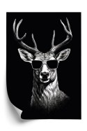 Plakat Czarno-Biały Jeleń W Okularach