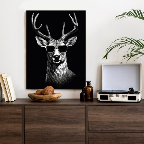 Plakat Czarno-Biały Jeleń W Okularach