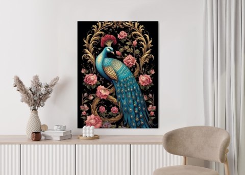 Plakat Egzotyczny Orientalny Wzór Z Pawiem I Roślinami Botanicznymi