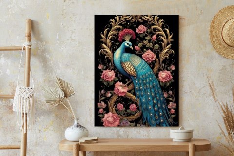 Plakat Egzotyczny Orientalny Wzór Z Pawiem I Roślinami Botanicznymi