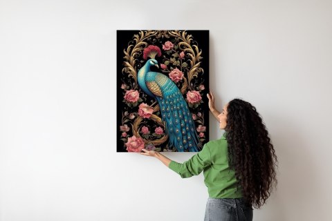 Plakat Egzotyczny Orientalny Wzór Z Pawiem I Roślinami Botanicznymi