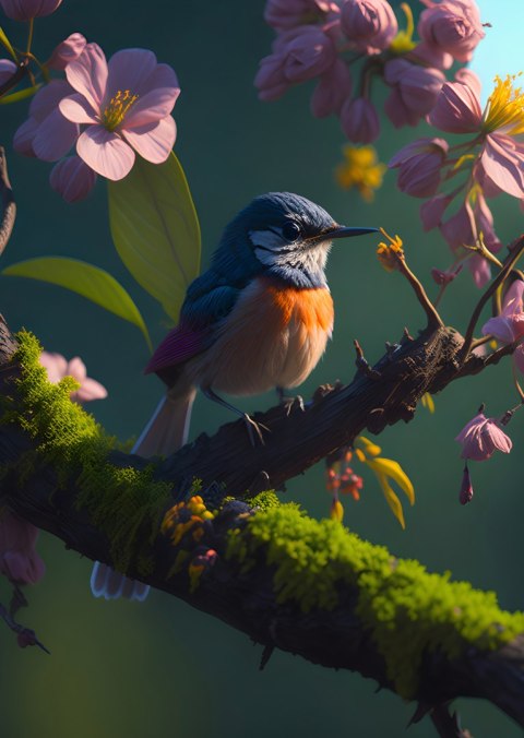 Plakat Gałązka Z Ptaszkiem