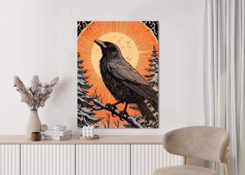 Plakat Grafika Z Krukiem W Zimie