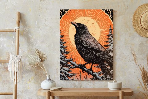 Plakat Grafika Z Krukiem W Zimie