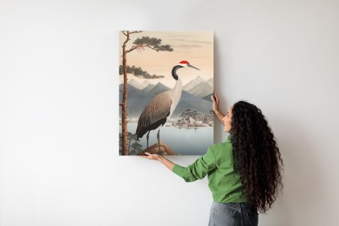 Plakat Ilustracja Z Żurawiem I Sosną