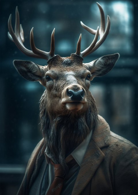 Plakat Jeleń W Garniturze I Krawacie