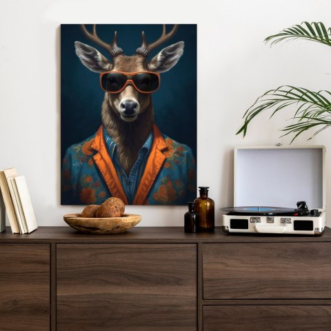 Plakat Jeleń W Okularach I Eleganckim Ubraniu