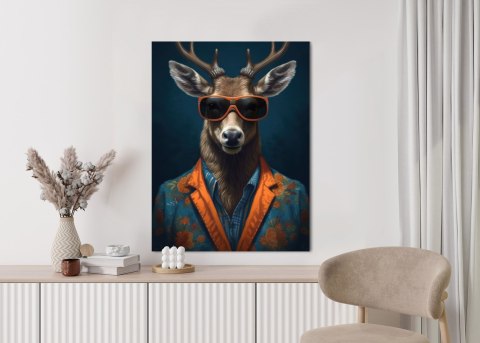 Plakat Jeleń W Okularach I Eleganckim Ubraniu