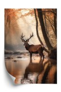 Plakat Jesienny Las Z Jeleniem W Wodzie