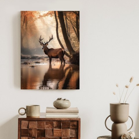 Plakat Jesienny Las Z Jeleniem W Wodzie