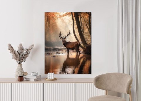 Plakat Jesienny Las Z Jeleniem W Wodzie