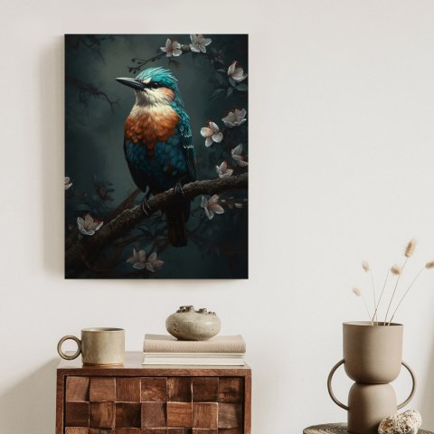 Plakat Kolorowy Niebieski Ptak Na Gałęzi