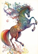 Plakat Koń W Tęczowe Ornamenty