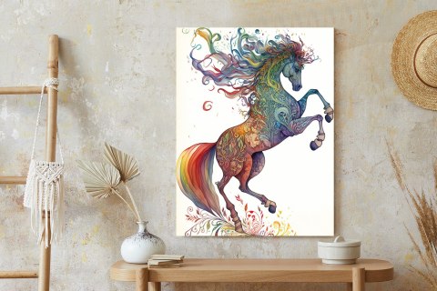 Plakat Koń W Tęczowe Ornamenty