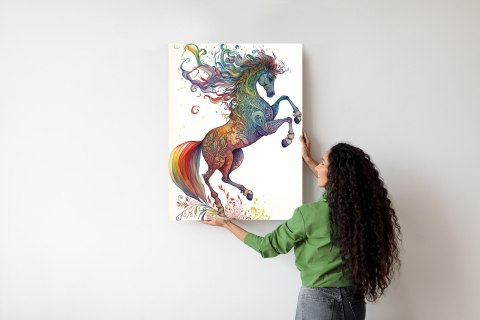 Plakat Koń W Tęczowe Ornamenty
