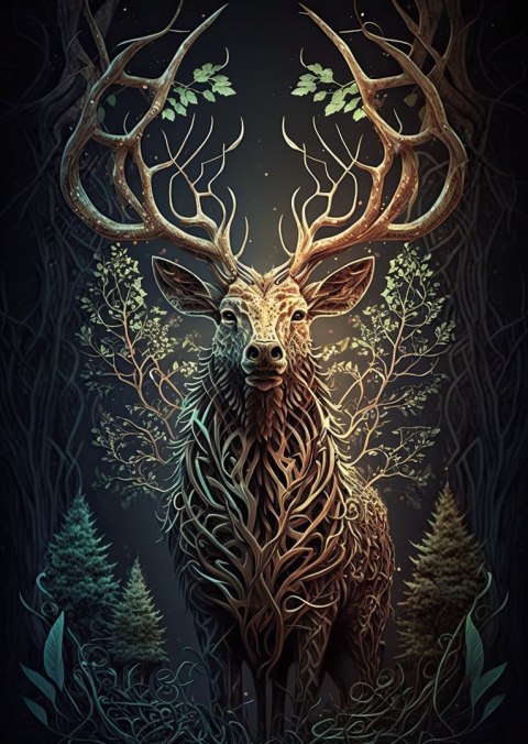 Plakat Leśny Jeleń Na Ilustracji