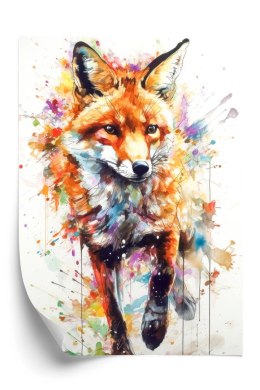 Plakat Lis Na Kolorowym Malunku