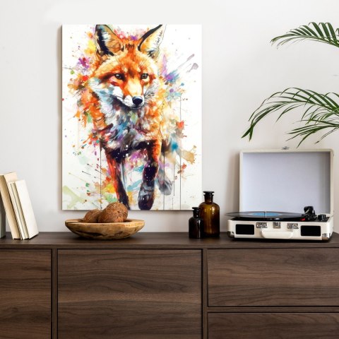 Plakat Lis Na Kolorowym Malunku