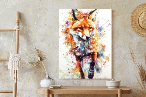 Plakat Lis Na Kolorowym Malunku