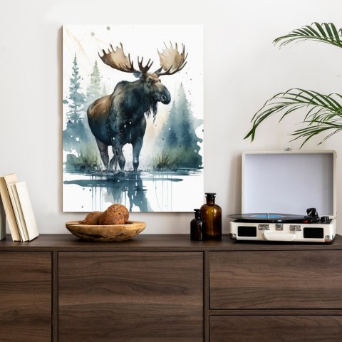 Plakat Łoś Malowany Akwarelami