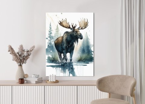 Plakat Łoś Malowany Akwarelami